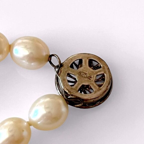 Vintage Sterling Silver Double Strand Pearl Bracelet - Picture 4 of 4
